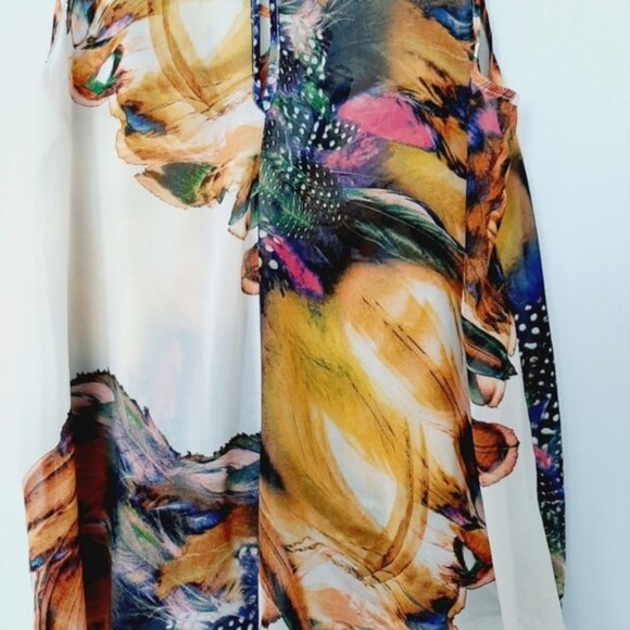 BEDO Silky Colorful Sleeveless Asymmetrical Tunic Blouse Top Hi-Low Hem Sz M/L - Picture 14 of 14